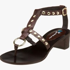 daniblack Milly Leather Brass ring Strappy Sandal